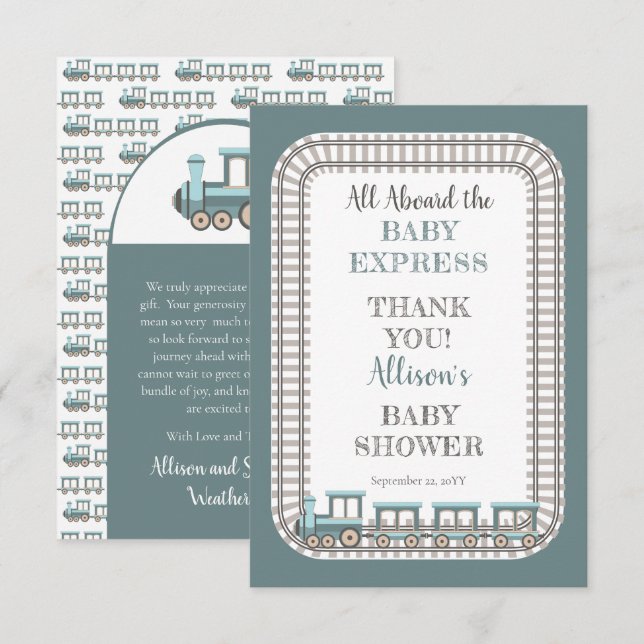 Hela Baby Express Boy Shower Tack Kort (Fram/baksida)