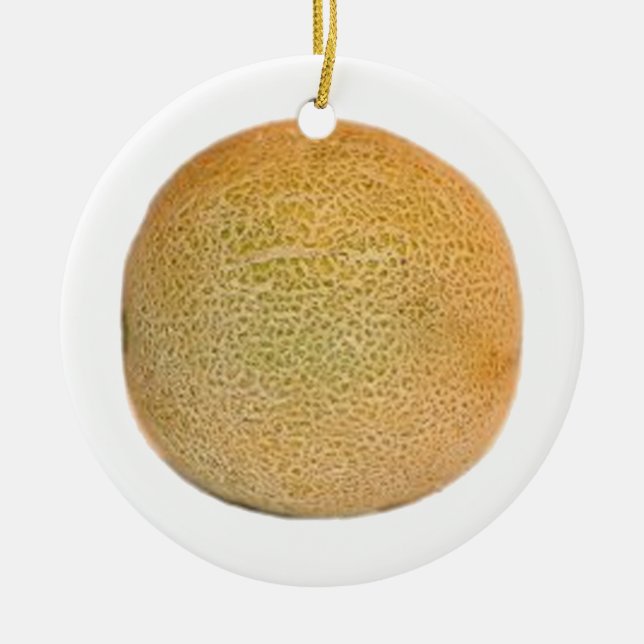 Hela Cantaloupe Melon Julgransprydnad Keramik (Framsidan)