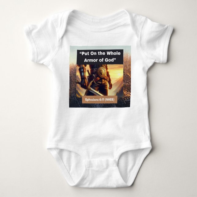 Hela Guds armor - Baby Jersey Bodykostym T Shirt (Framsida)