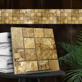 Hela Guld - geometrisk mosaic Mönster N1 Kakelplatta