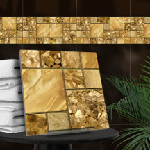 Hela Guld - geometrisk mosaik Mönster N2