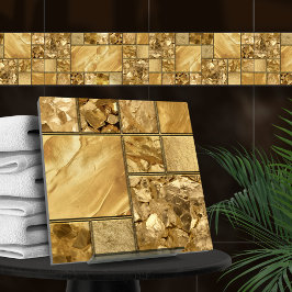 Hela Guld - geometrisk mosaik Mönster N2 Kakelplatta