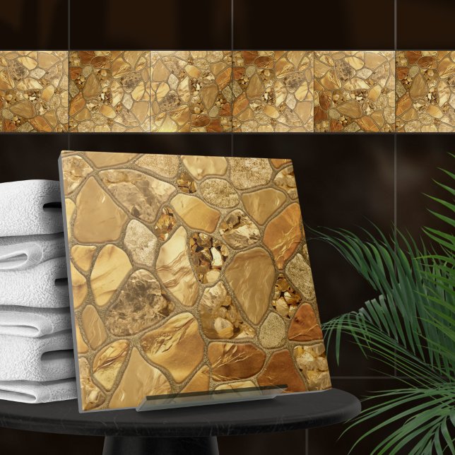 Hela Guld - småsten voronoi mosaic N1 Kakelplatta (Skapare uppladdad)
