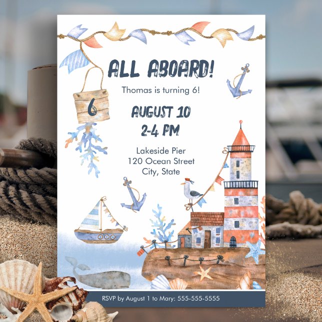 Hela havsvattensfärgen Barns födelsedag Party Inbjudningar (Skapare uppladdad)
