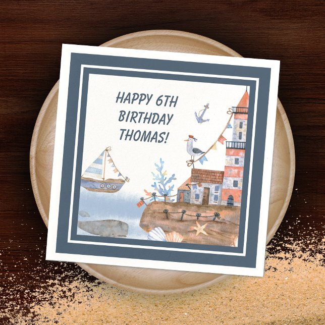 Hela havsvattensfärgen Barns födelsedag Party Pappersservett (Skapare uppladdad)