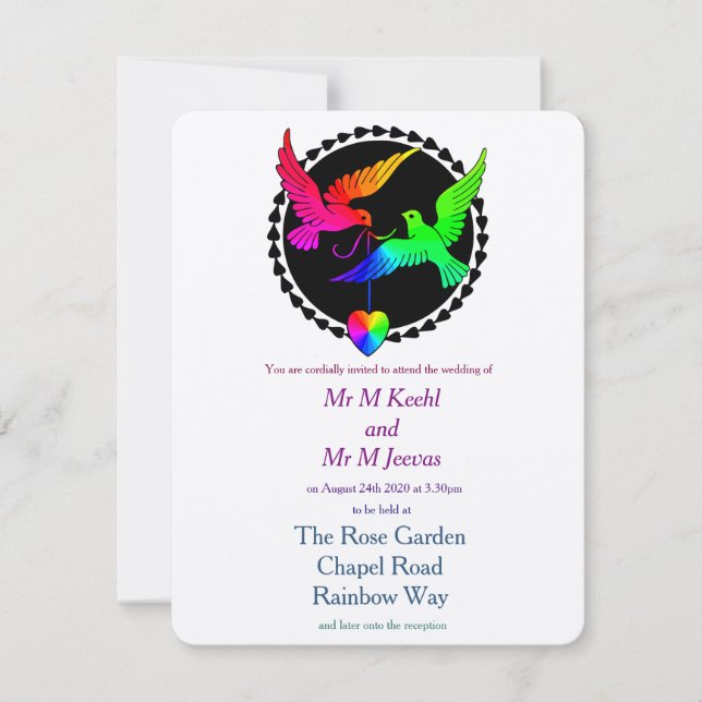 Hela inbjudan till Rainbow Gay Wedding (Framsida)