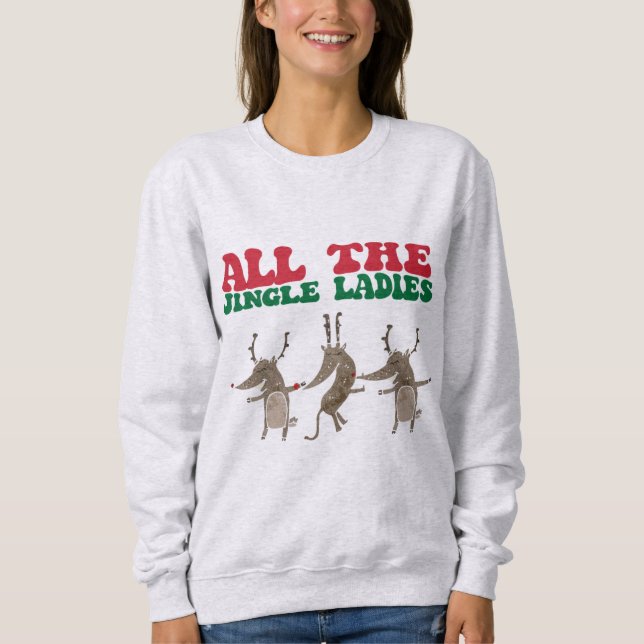 Hela Jingle Dam Reindeer Den vackra julen T Shirt (Framsida)