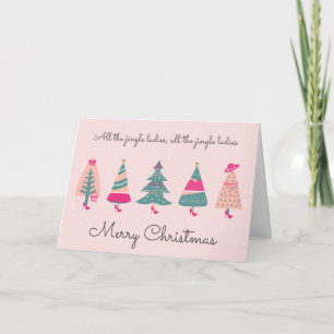 Hela Jingle Dam Rosa Girly Julgranar Kort