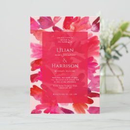 Hela Kärlek Watercolor Rosa Red Bröllop Inbjudningar