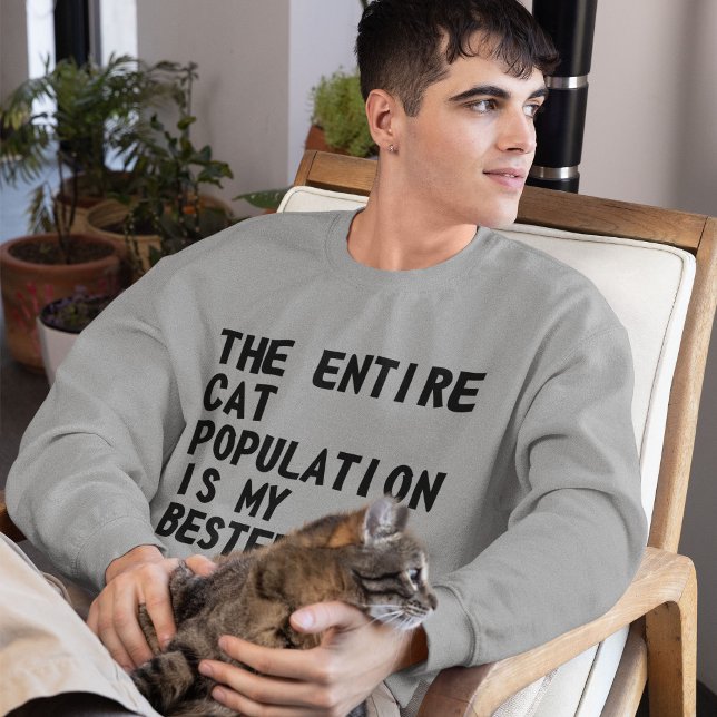 Hela kattpopulationen är ... Sötskjorta Lång Ärmad Tröja (Cat Lover)