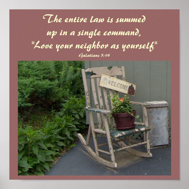 Hela lagen sammanfattas i en bibelcitat poster (Framsidan)