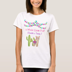 Hela Lama Kul Rosa Lila Kaktus Födelsedag T Shirt