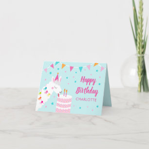 Hela Llama Roligt Cake 2:a Aqua Grattis på födelse Kort