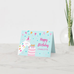 Hela Llama Roligt Cake 5th Aqua Grattis på födelse Kort