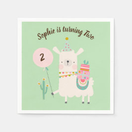 Hela Llama Roligt Lime Green Födelsedagsfest Pappersservett