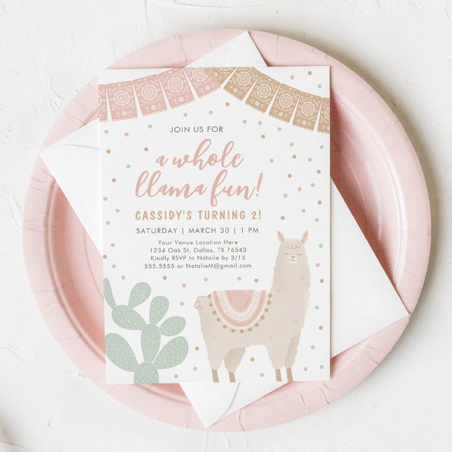 Hela Llama Roligt Llama Alpaca Girl Birthday Inbjudningar (Skapare uppladdad)