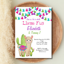 Hela Llama Roligt Rosa Lila Cactus Baby Shower Inbjudningar