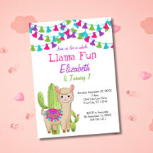 Hela Llama Roligt Rosa Lila Cactus Child Birthday