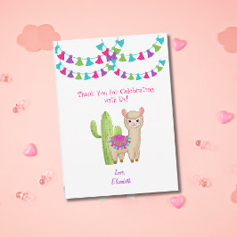 Hela Llama Roligt Rosa Lila Cactus Child Birthday Tack Kort
