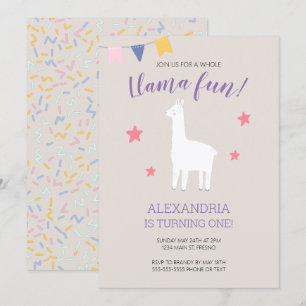 Hela Llama-Roligten Cute Boho Birthday Inbjudningar