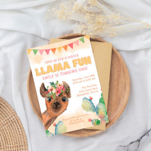 Hela Llama-Roligten Fiesta Birthday Inbjudningar