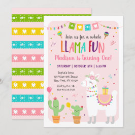 Hela Llama-Roligten Fiesta Cactus Birthday-inbjuda Inbjudningar