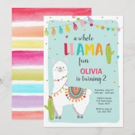Hela Llama-Roligten Fiesta Flickfödelsedagsinbjuda Inbjudningar