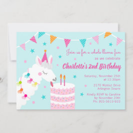 Hela Llama-Roligten Kummel 2:a födelsedagsAqua Inbjudningar