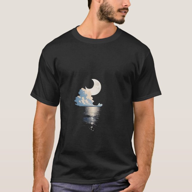 Hela månen över havet t shirt (Framsida)
