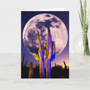 Hela månen över Saguaro Cactus Kort