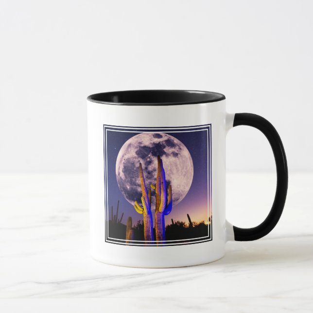 Hela månen över Saguaro Cactus Mugg (Höger)