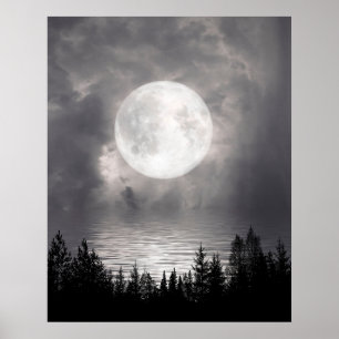 Hela månen över Sjö Poster