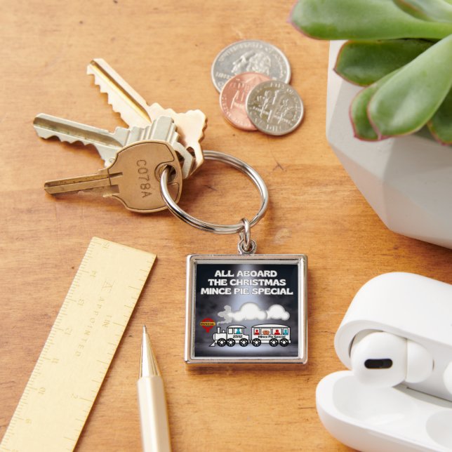 Hela natten på julgruvan Paj Speciell Fyrkantig Silverfärgad Nyckelring (Skrivbord)