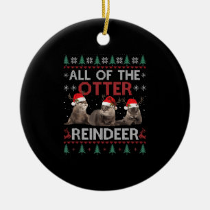 Hela Otter Reindeer jul Ugly Pajamas Julafton Julgransprydnad Keramik