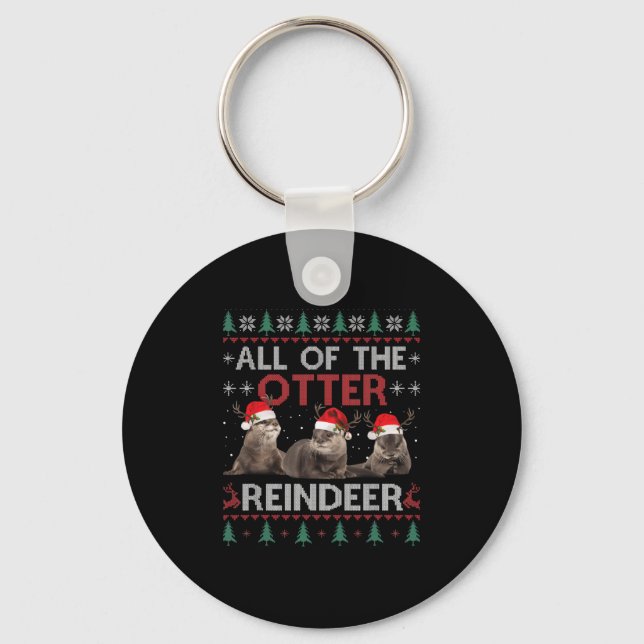 Hela Otter Reindeer jul Ugly Pajamas Julafton Nyckelring (Framsida)