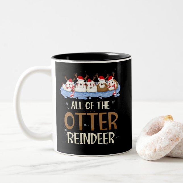 Hela Otter Reindeer-julklappen Två-Tonad Mugg (Med munk)