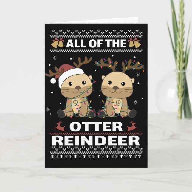 Hela Otter Rindeer Sweet christmas Otter Ca Kort (Framsida)
