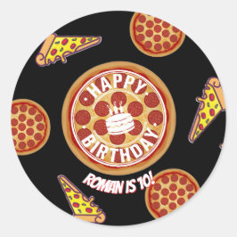 Hela pizza födelsedagsfest design runt klistermärke