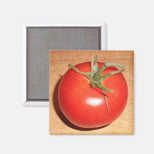 Hela Red Tomato på spinnskivor av trä Magnet