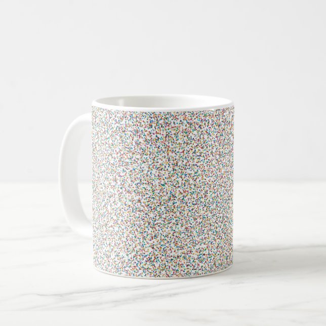 Hela regnbågsfärgade, avtryckta punkter kaffemugg (Framsida vänster)