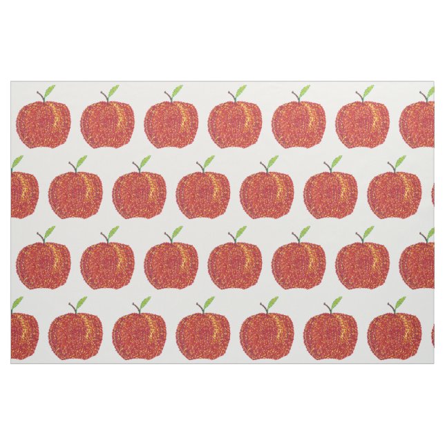Hela röda äpplen i Pointillism Stem, Löv Fabric Tyg (Fat Quarter)
