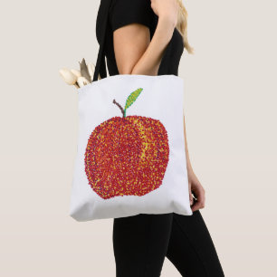 Hela röda äpplen i Pointillism Tote bags Tygkasse