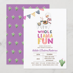 Hela Roligten Baby Mamma Shower Lila Rosa Girls Inbjudningar