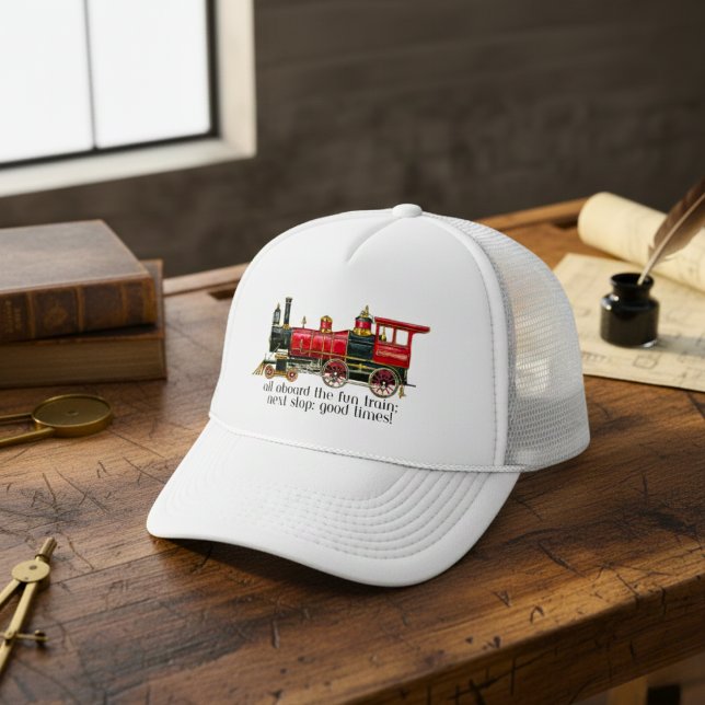 Hela Roligtens basket i Tåg Keps (All Aboard The Fun Train Baseball Cap)