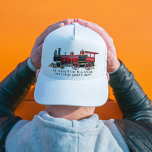 Hela Roligtens basket i Tåg Keps<br><div class="desc">Den här vita truckerkepsen visar en livlig bild av ett traditionellt rött och svart ånglok,  tillsammans med roligten "Allt ombord på roligten tåg,  nästa stopp: bra gånger!". Det är ett glädjande och unikt medhjälpande ideal för tåg älskare och de som vill ha några trevliga stunder.</div>