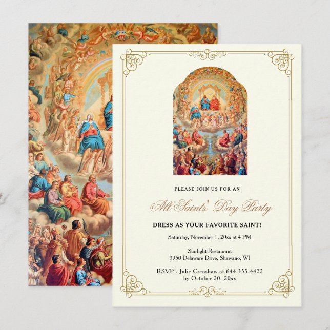 Hela Saint-Dagen Party-katolska Firande Inbjudningar (Fram/baksida)