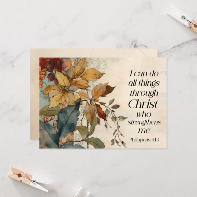 Hela sak genom Kristus Bible Verse Flat Card (Fram/Back In Situ)