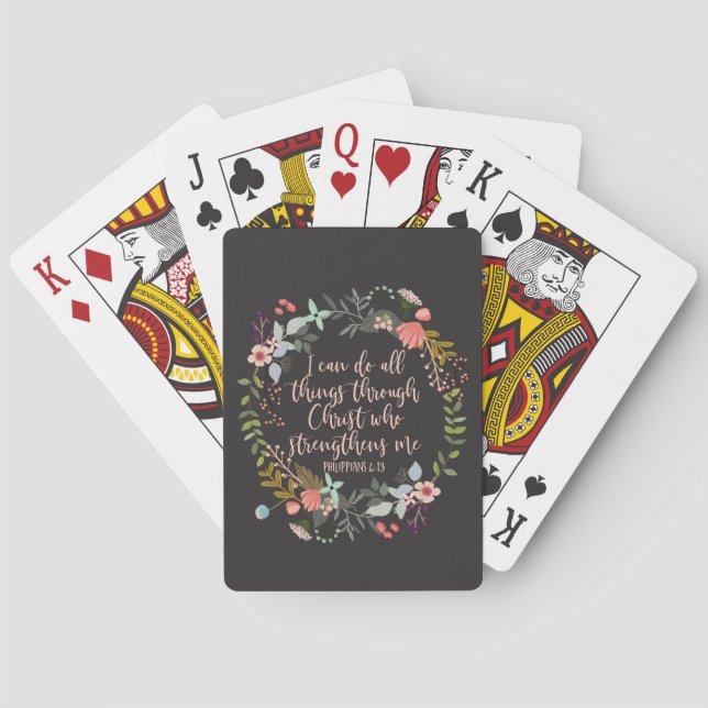 Hela sak genom Kristus Philippians Bible Verse Casinokort (Baksidan)