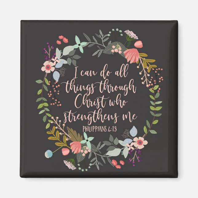 Hela sak genom Kristus Philippians Bible Verse Magnet (Framsidan)