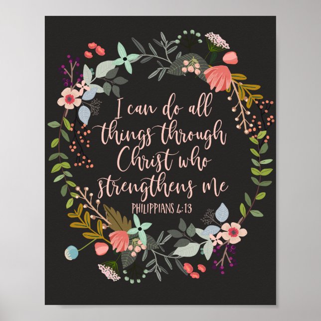 Hela sak genom Kristus Philippians Bible Verse Poster (Framsidan)